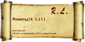 Remenyik Lili névjegykártya